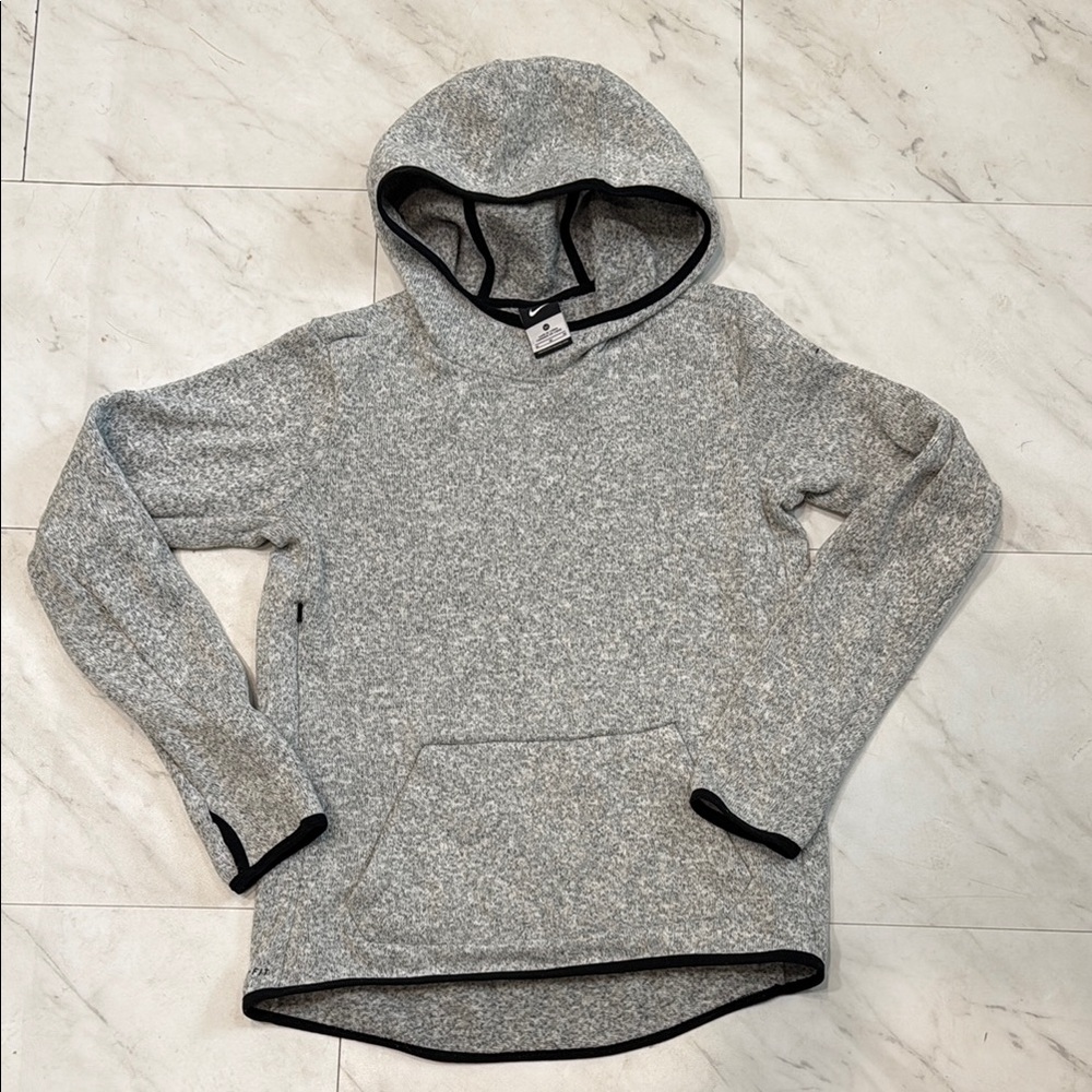 Gray Hooded Sweatshirt with Black Trim